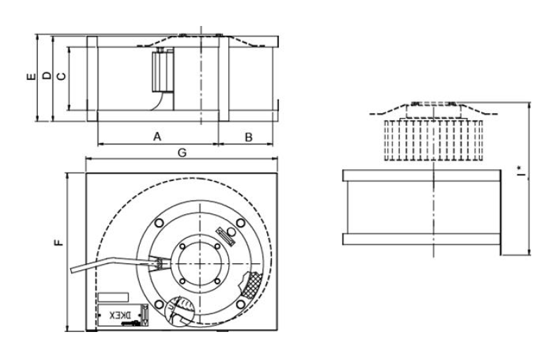 Центробежные взрывозащищенные вентиляторы Systemair DKEX 225-4 - технический рисунок