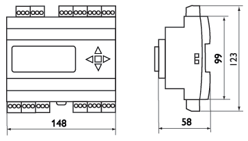 Цифровые контроллеры Regin Corrigo E15, E15D, E28, E28D - технический рисунок