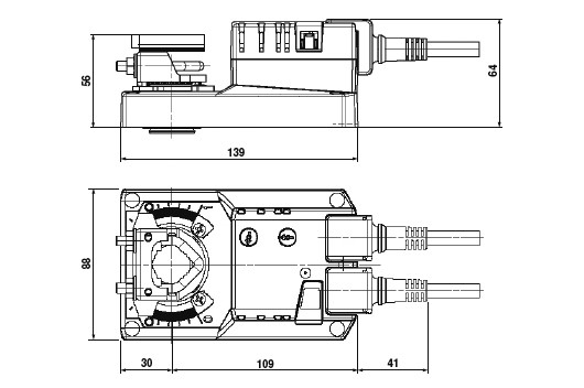 Электроприводы для воздушных клапанов Systemair SM230A - технический рисунок