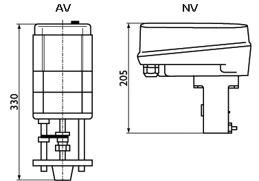 Электроприводы Polar Bear NV24-3, NV24-MFT - технический рисунок