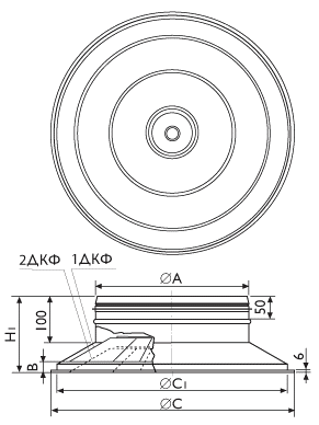 Конические диффузоры Арктос 1ДКФ 250, 1ДКФ 315, 1ДКФ 355, 1ДКФ 400 - технический рисунок