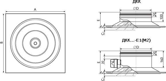 Конические диффузоры ДКК - технический рисунок