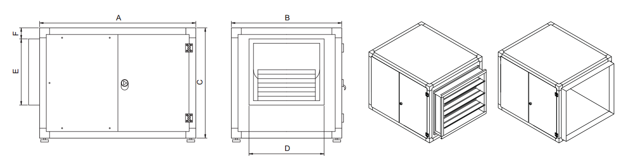 Корпусные канальные вентиляторы с ременным приводом Systemair KPB 10/10 - технический рисунок