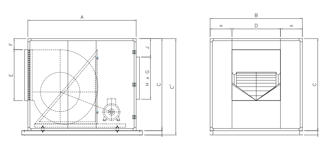Корпусные канальные вентиляторы с ременным приводом Systemair KPB 25/25 - технический рисунок