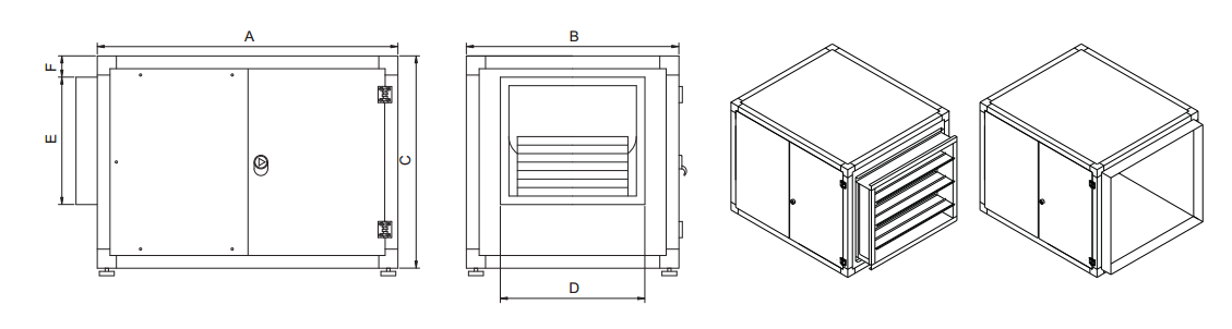 Корпусные канальные вентиляторы с ременным приводом Systemair KPD 10-10-E4 (550 W) - технический рисунок
