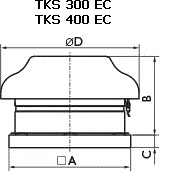Крышные промышленные вентиляторы Ostberg TKS 300 C EC - технический рисунок
