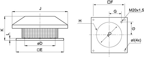 Крышные вентиляторы с пониженным уровнем шума Systemair DHS Sileo 560DV - технический рисунок