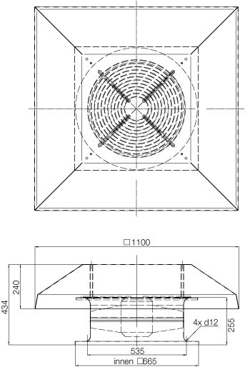 Крышные вентиляторы с пониженным уровнем шума Systemair DHA Sileo 500E4 - технический рисунок