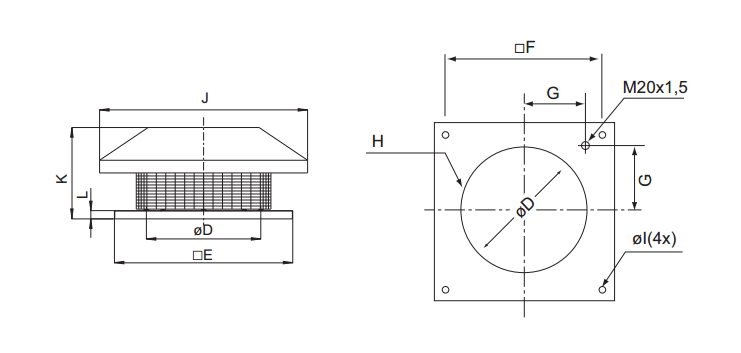 Крышные вентиляторы Systemair DHS 560 DS - технический рисунок
