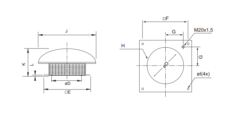 Крышные вентиляторы Systemair DHS 500 E6 - технический рисунок