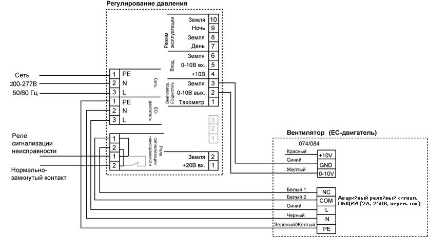Крышные вентиляторы Systemair DVC 355-P - схема подключения
