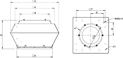 Крышные вентиляторы Systemair DVC 355-P  - технический рисунок