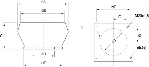 Крышные вентиляторы Systemair DVC 190-S - технический рисунок
