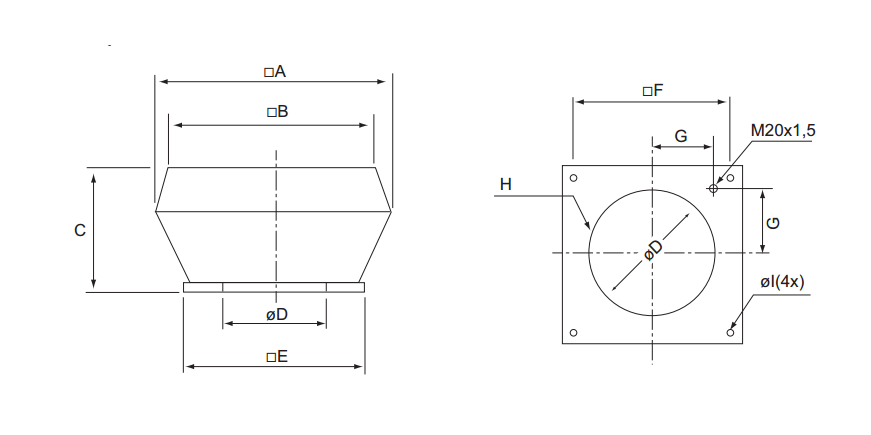 Крышные вентиляторы Systemair DVS 710 D6-L - технический рисунок