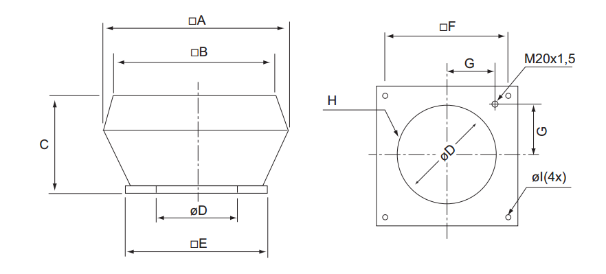 Крышные вентиляторы Systemair DVSI 355 E4 - технический рисунок