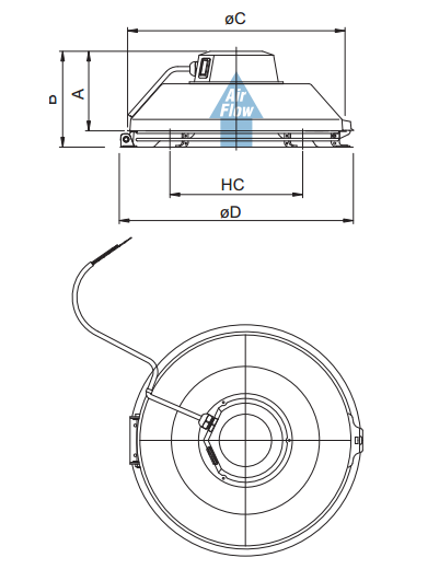 Крышные вентиляторы Systemair TFSR 160 - технический рисунок