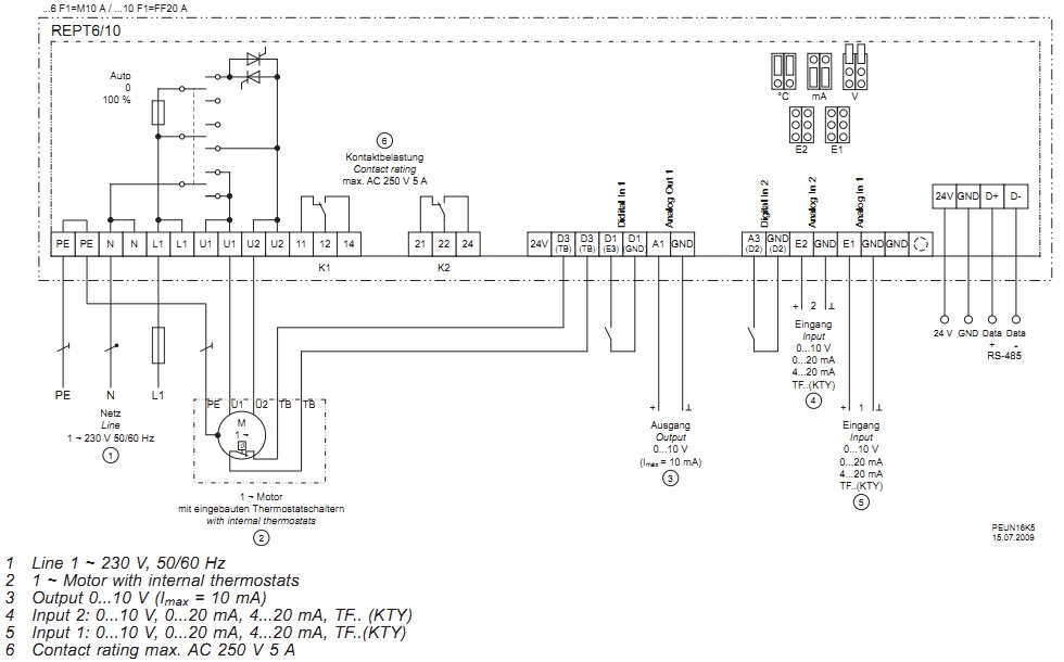 Однофазные цифровые регуляторы напряжения Systemair REPT 6 - схема