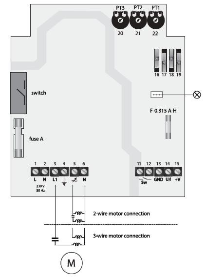 Однофазные тиристорные регуляторы скорости Systemair REE 050S0 - схема