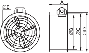 Осевые промышленные вентиляторы Polar Bear ECR 504 M4 EC - технический рисунок