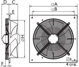 Осевые промышленные вентиляторы Polar Bear ECW 606 M6 EC - технический рисунок