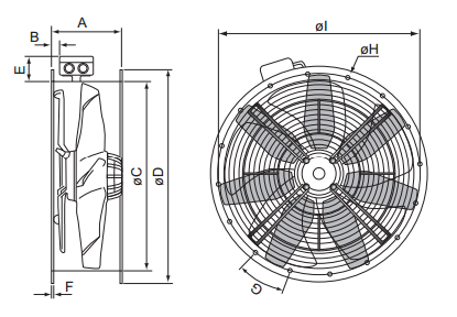 Осевые вентиляторы низкого давления Systemair AR Sileo 500 DV - технический рисунок