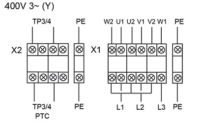 Осевые взрывозащищенные вентиляторы среднего давления Systemair AXC-EX 500-9/28°-4 - схема подключения