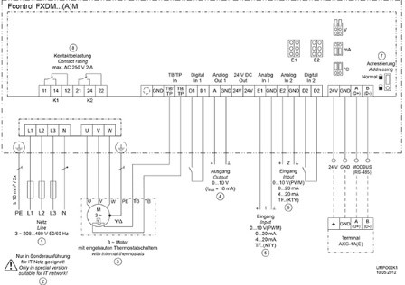 Преобразователи частоты Systemair FXDM14AM v- схема