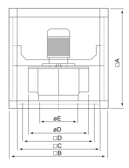 Промышленные вентиляторы для квадратных каналов Systemair MUB 042 500D4-A2 - технический рисунок