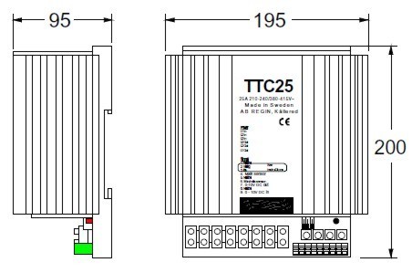 Регуляторы температуры Systemair TTC-25 для электрического нагрева - технический рисунок