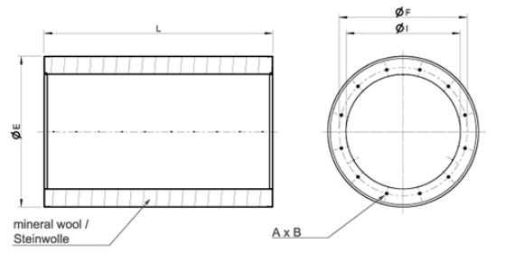 Шумоглушители Systemair RSA(F) для круглых каналов - технический рисунок