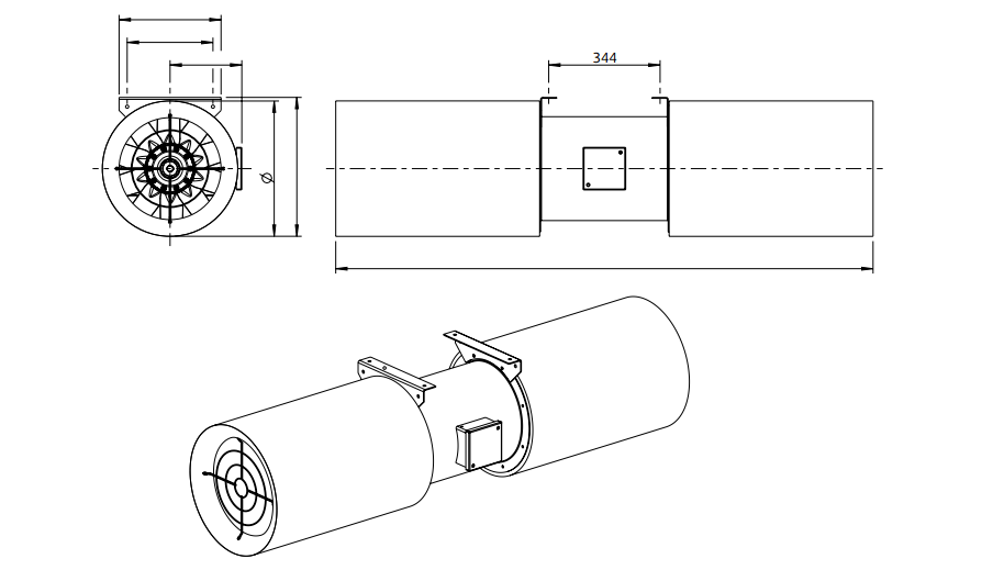 Струйные осевые вентиляторы Systemaiокr Jet AJR 400-2 (B)-TR - технический рисун