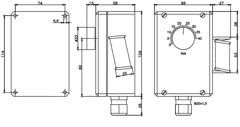 Термостаты Systemair TM 10 - технический рисунок