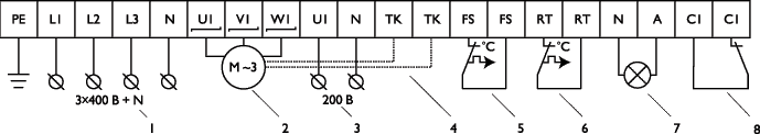 Трёхфазные пятиступенчатые регуляторы скорости Polar Bear VRTT-L 1,5, VRTT-L 2,4, VRTT-L 4, VRTT-L 6, VRTT-L 8, VRTT-L 11 - схема