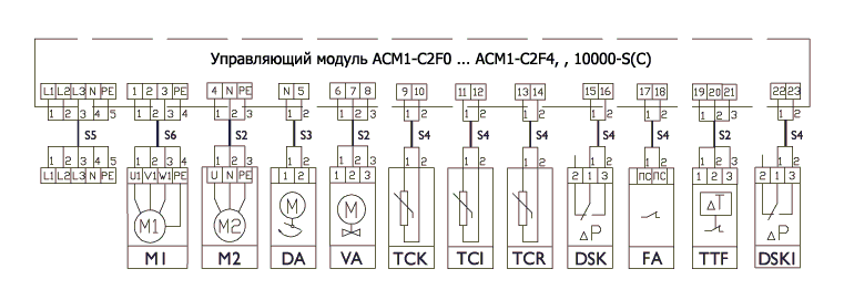 Управляющие модули Арктос ACM1-C2Fх для водяного нагрева - схема