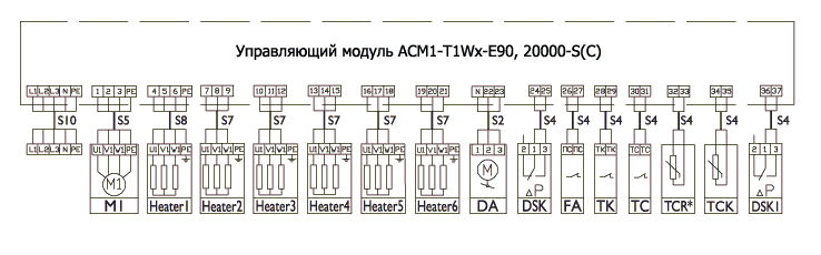 Управляющие модули Арктос Air Control ACM1-T1W2-E90 для электрического нагрева - схема