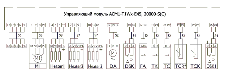 Управляющие модули Арктос Air Control ACM1-Т1Wх-E45 для электрического нагрева - схема