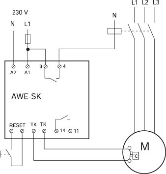 Устройства тепловой защиты электродвигателей Systemair AWE-SK - схема