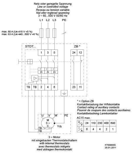 Устройства тепловой защиты электродвигателей Systemair STDT 16 - схема