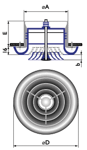 Веерные диффузоры Арктос ДПУ-К100, ДПУ-К125, ДПУ-К160, ДПУ-К200, ДПУ-К250 - технический рисунок