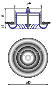 Веерные диффузоры Арктос ДПУ-С 125, ДПУ-С 160, ДПУ-С 200, ДПУ-С 250 - технический рисунок