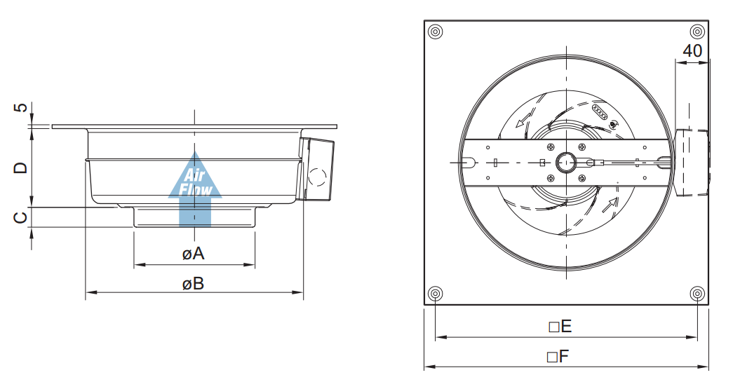 Вентиляторы для круглых каналов Systemair KV 125M - технический рисунок
