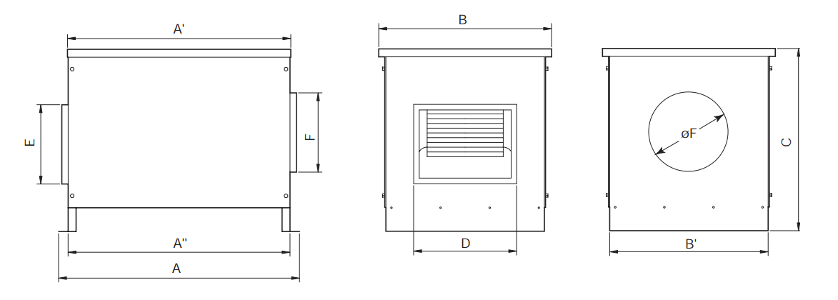 Шумоизолированные вентиляторы для круглых каналов Systemair KVD 10-10-E6 - технический рисунок