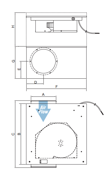 Шумоизолированные вентиляторы для круглых каналов Systemair KVO 355 - технический рисунок