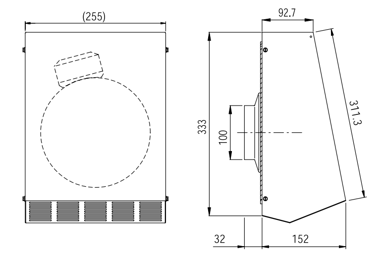 Вентиляторы для круглых каналов Systemair RVF 100 XL - технический рисунок