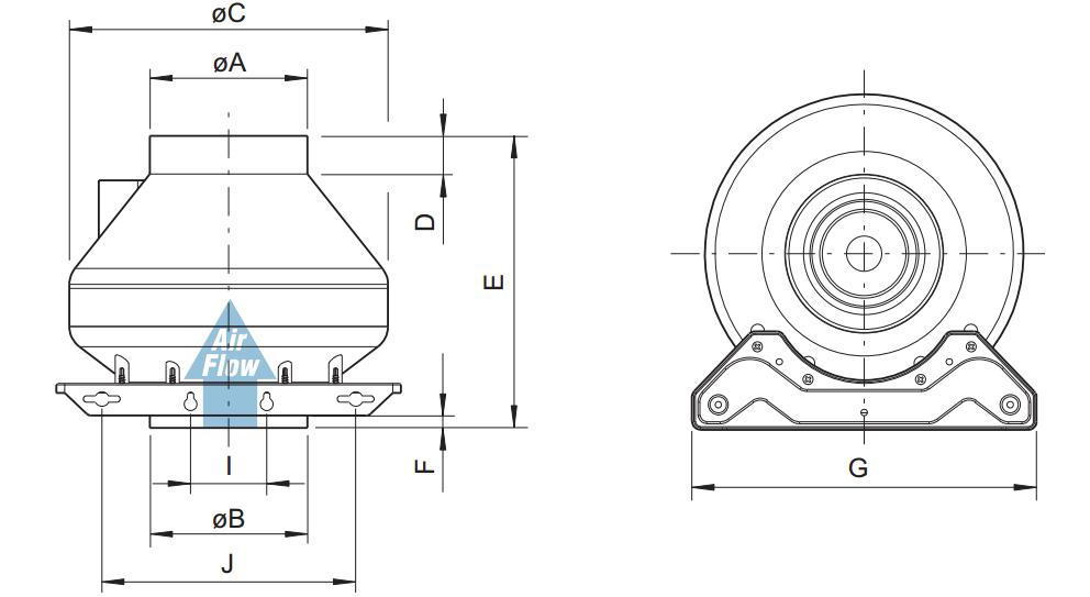 Вентиляторы для круглых каналов Systemair RVK 150E2-A1 - технический рисунок