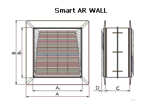 Оконные бытовые вентиляторы O.ERRE Smart 23/9 AR WALL - технический рисунок
