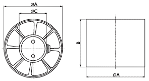 Канальные бытовые вентиляторы O.ERRE TB 15 - технический рисунок