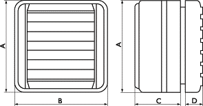 Оконные бытовые вентиляторы O.ERRE Ventimatic 10, Ventimatic 12, Ventimatic 15 - технический рисунок