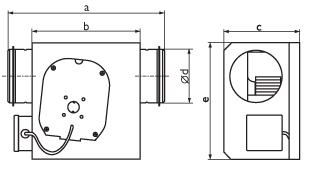 Низкопрофильные канальные промышленные вентиляторы для круглых каналов Ostberg LPKI 125 B - технический рисунок