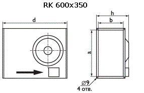 Канальные промышленные вентиляторы для прямоугольных каналов Ostberg RK 400x200 C1 - технический рисунок